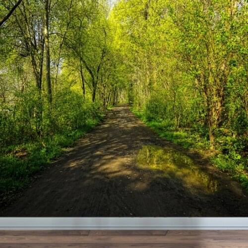 Dropship Colomac Waterproof Wallpaper Forest Extension Path Green Fresh Plant Photo Wall Mural Wallpaper Bedroom 3d Duvar Kagidi
