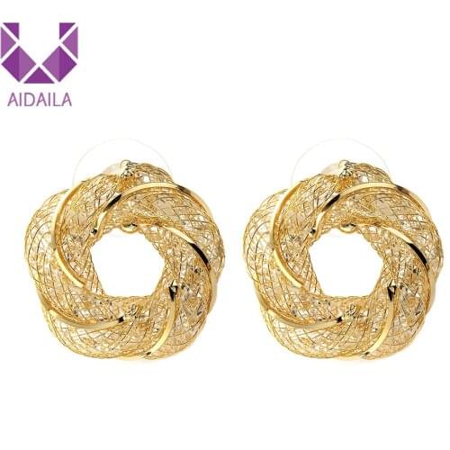 Women Stud Earrings for Work Office Ladies Round Shape Circle with AAA+ Cubic Zirconia Zircon New Fashion Luxury Design Female