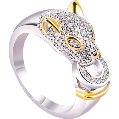 2019 New Pattern Silver Colour Panther Ring For Women Creative Ring Cubic Zirconia Ring Party Fashion Jewelry Accessories