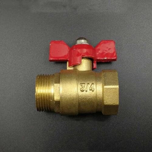 1/4" 3/8" 1/2" 3/4" BSP Female To Male Thread Brass 2 Way Shut Off Ball Valve With Red Butterfly Handle