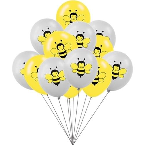 10pcs 12 inch Cute Bee Animal Latex Air Balloon For Wedding Birthday Party Baby Shower Decor Gray Yellow Balloon Kids Toy Gift