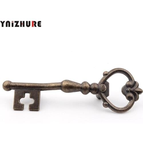 119*39mm Antique Key Style Handle Drawer Wardrobe Door Handle Wooden Box Handles With Screws Zinc Alloy,Bronze Tone