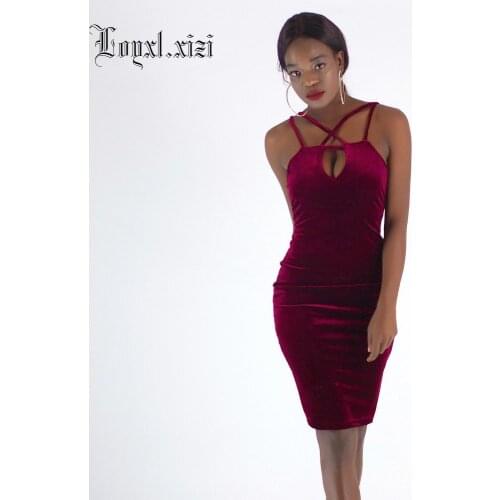 2018 fashion summer spring golden velvet collar halter dress club dress sleeveless base dress LQ0018