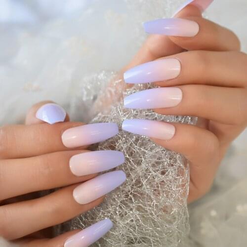 Long Gradual Color Ballerina False Nail Manicure Tool Adhesive Tape Nail Tips Gorgeous Designed French Nails