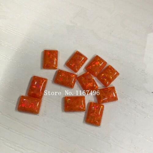 50pcs/lot 7x14mm OP31 Orange Rectangle Cabochon Opal Synthetic Rectangle Cabochon Fire Opal Stone