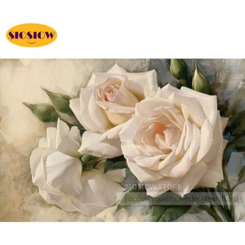 5d DiyDiamand Painting Roses Flower Full Square Flowers Diamond Mosaic Embroidery White Rose Rhinestones Cross Stitch Home Decor