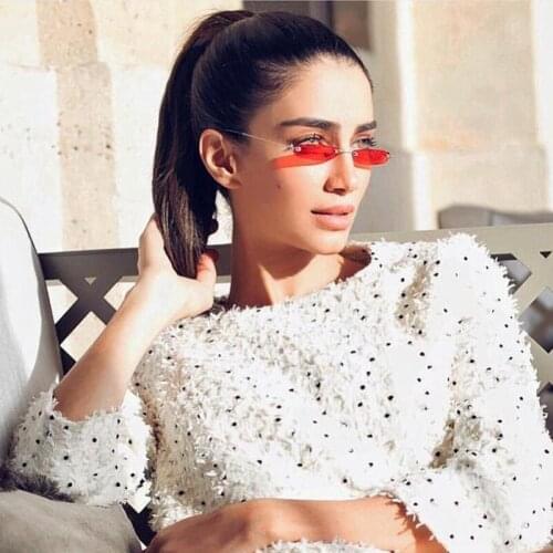 AIVERLIA Fashion Ultralight Sunglasses Women Men Vintage Small Rimless Sunglasses Female Luxury Brand Designer Glasses Male AI12