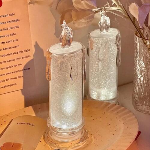 Flameless LED Light Candle Electronic Lamp With Base Transparent Shell Flickering Tea Light Christmas Event Party Home Decor