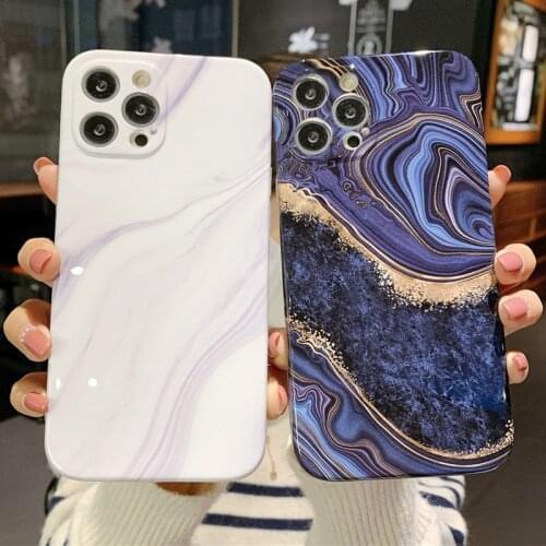 Moskado Glossy Watercolor Marble Shockproof Phone Cover For iPhone 12 Pro 11 Pro Max X XR XS Max 7 8 7Plus Soft Silicone Cases