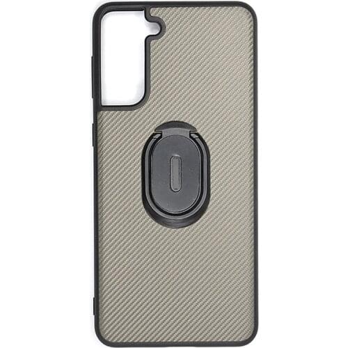 Carbon Fiber Phone Case Protective Shell Sleeve Anti-drop Cover With Stand Function for Samsung S21/S21 Plus/S21 Ultra