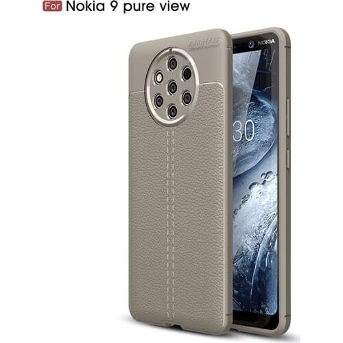 For Nokia 9 Pureview Phone Case Thin Silicone Litchi Grain Premium Flexible Slim Thin Soft TPU Leather Back Cover