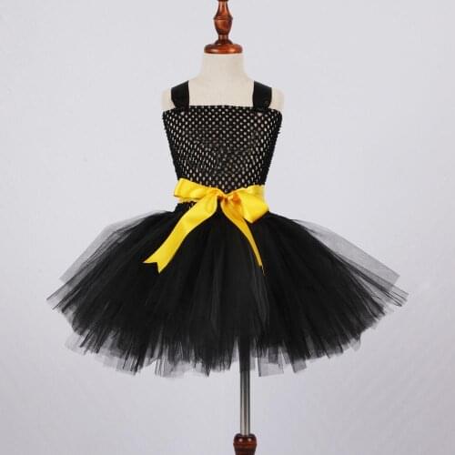Black Fluffy Tutu Dress Baby Girl Birthday Party Dresses Kids Dance Dress up Girls Halloween Costume Newborn Photo Props 0-12Y
