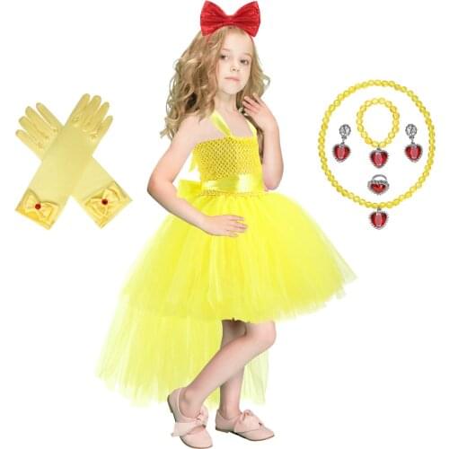 Baby Girls Unicorn Princess Tutu Dress Kids Crochet Tulle Long Tail Snow Queen Costume Ball Gown Children Birthday Party Dresses