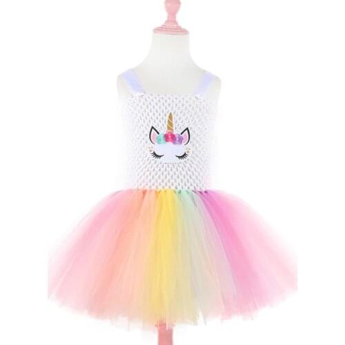 Moeble 2019 Girl Party Princess Dress Toddler Baby 2 to 11 Years Birthday Costumes Girl Rainbow Unicorn Ball Gown Tutu Dresses