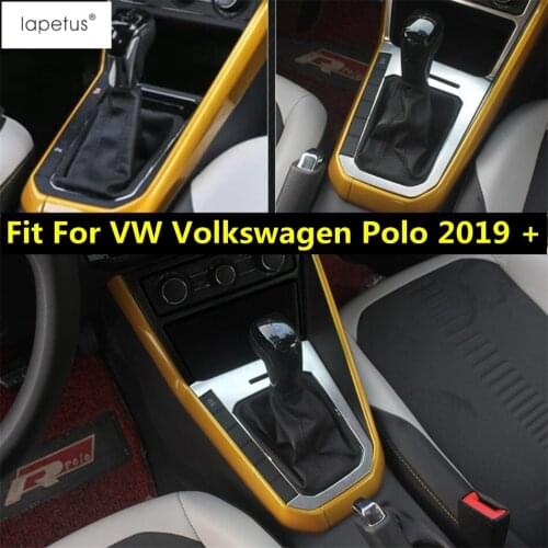 Lapetus Accessories Fit For VW Volkswagen Polo 2019 - 2021 Stalls Gear Shift Box / Front Water Cup Holder Molding Cover Kit Trim