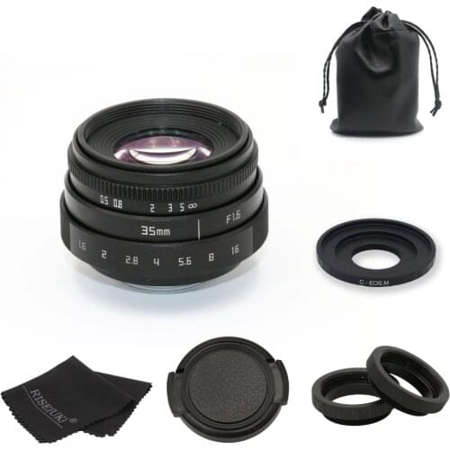 FUJIAN 35mm f1.6 C mount camera CCTV Lens II +C mount adapter ring+Macro For Canon EOS M EF-M Mirrorless