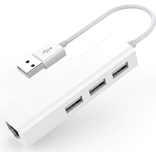 3 USB 2.0 Ports Hub With USB Ethernet RJ45 LAN Adapter Laptop Ethernet Dock Network Extender For Mac IOS Android PC Chromebook