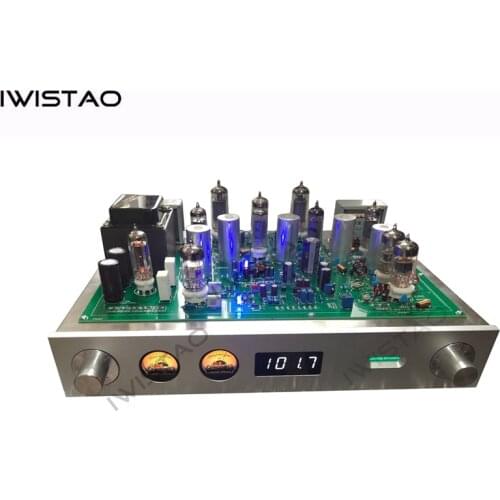 IWISTAO Tube FM Stereo Radio Built-in Power Amplifier 6P1 2X3.5W Whole Aluminum Chassis Gold High Sensitivity HIFI Audio