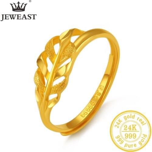 JLZB 24K Pure Gold Ring Real AU 999 Solid Gold Rings Elegant Shiny Beautiful Upscale Trendy Classic Jewelry Hot Sell New 2020