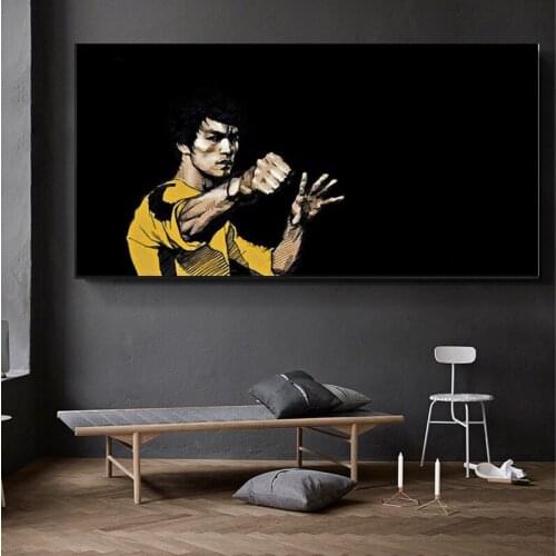 Kung Fu Superstar Bruce Lee Canvas Painting Poster Print Print Wall Painting Picture of Living Room Home Decorations (No Frame)