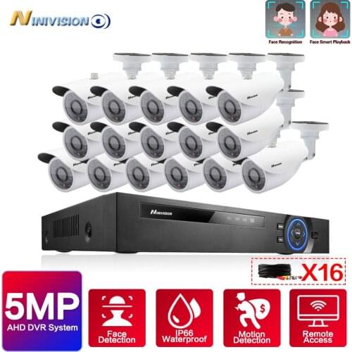 H.265 Outdoor Waterproof Video Surveillance Security Camera Kits System HD CCTV DVR 16PCS 5MP IR AHD Surveillance Cameras Set