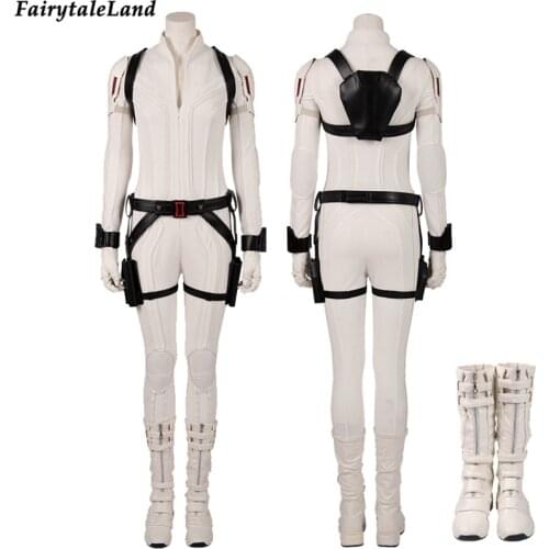 Carnival Halloween Natasha Cosplay Widow Costume Superheroine White Jumpsuit Battle Outfit Natalia Armor Bodysuit Custom Made