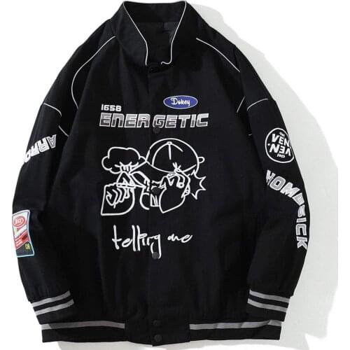 LACIBLE Harajuku Hip Hop Streetwear Energetic Jacket With Reflective Strips Jacket Coat Men Autumn Cotton Button Jacket Tops