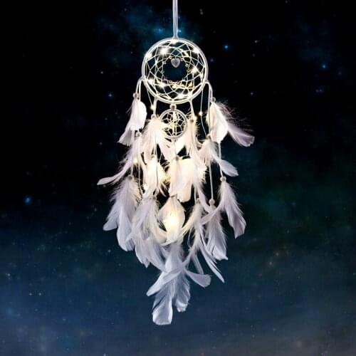 Dreamcatcher handmade diy ornaments wind chimes girl heart forest can catch energy net dream bell pendant wall decor