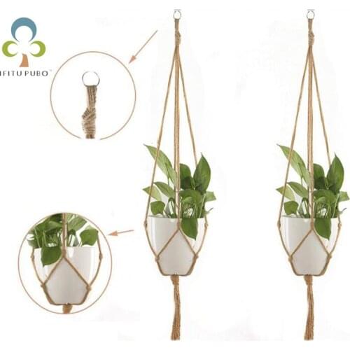 Handmade Macrame Flower Pot Hanging Basket Knotted Rope Flowerpot Net Bag Horticultural Home Door Courtyard Garden Decor ZXH