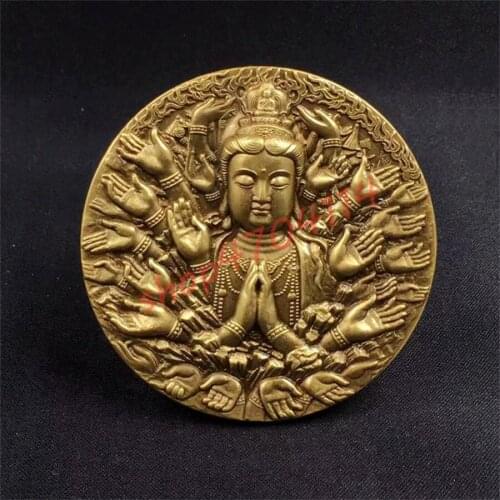 Copper Thousand-Handed Guanyin, Memorial Medallion, Exquisite Antique Collection