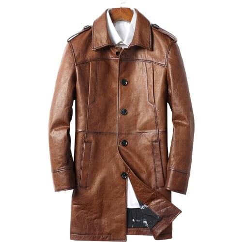 2020 New Fashion Oil Wax Sheepskin Leather Jacket Men Slim Autumn Genuine Leather Clothing Real Leather