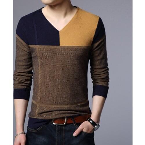 New Arrival Spring Autumn Mens Basic Warm Knit Sweater Fashion Plaid Casual Male Long Sleeve Free Shipping