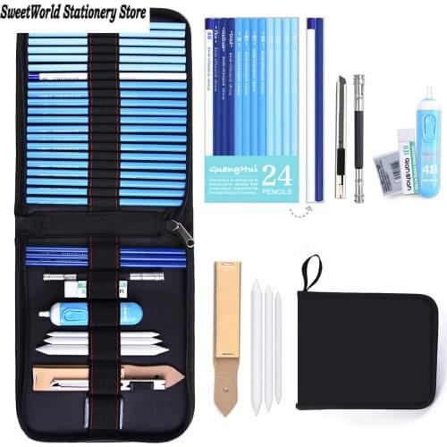 38pcs Professional Sketch Pencil Set Professional Sketching Drawing Kit Wood Pencil Pencil Bags For School Students Art Supplies