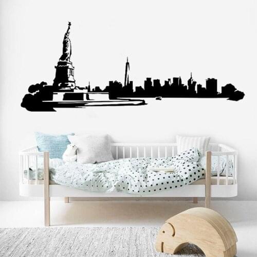 NEW YORK Skyline Wall Stickers Vinyl Decor Mural Art Bedroom Livingroom Home Decoration Landmark Skyline Decals Wallpaper DW8867