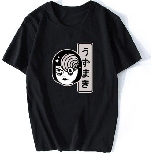 New Tomie Junji Ito Uzumaki Spiral T-Shirt Horror Manga Tomie Tshirt Men Short Anime Japanese T-Shirt Mens Clothes Tees