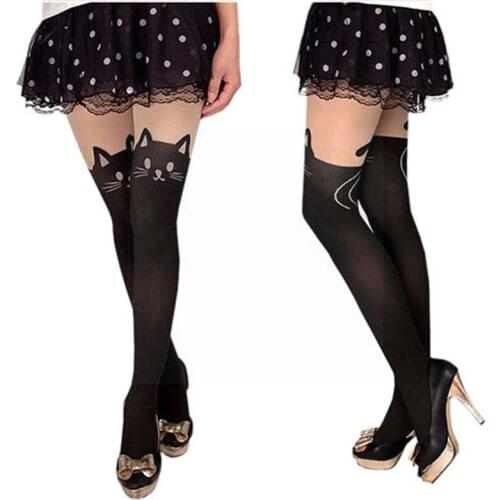 New Japanese Cat With Tail Jacquard Stitching Fake Over-the-knee Stockings PantyhoseLady Fake High-tube Enticing Thighs Soc S2Y7