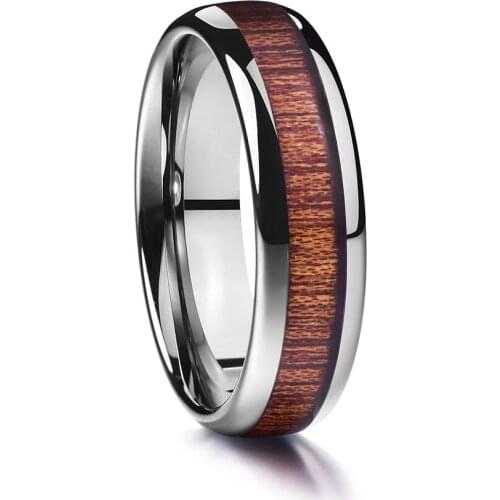 New Arrival Mans Fine Jewelry Tungsten Ring Electroplated Black Inlaid Artichoke Wood Step Surface Tungsten Carbide Ring
