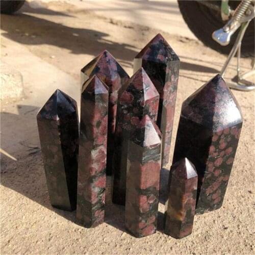Natural quartz astrophyllite garnet crystals wand point towers healing stones for home decoration