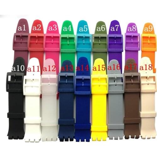 Silicone strap mens watch accessories for SWATCH17 mm 19 mm rubber strap womens sports waterproof watch band