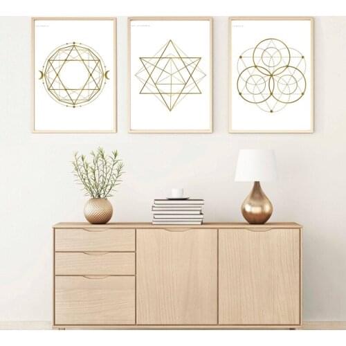 Nordic Poster Abstract Gold Geometry Patterns Canvas Painting and Prints Modern Minimalist Wall Art Pictures Living Home Decor