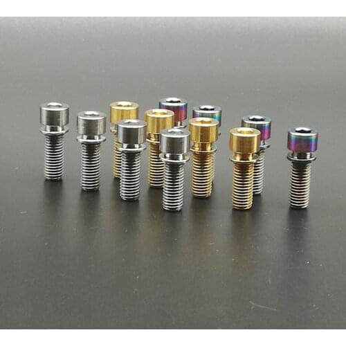 4pcs Titanium Ti Bolt M7x20mm Allen Hex head Screw with Washer for Bicycle Brakes Stem