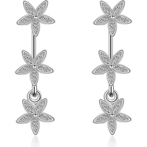 Hight Quality Jewelry 2017 New Fashion Design Star Shiny Zircon 925 Sterling Silver Stud Earrings for Women Christmas Gift