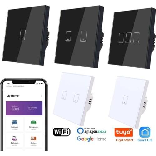 Wifi Wall Touch Switch EU Smart Light Switch 1/2/3 Gang 220V Tuya Smart Home Support Alexa Google Home No Neutral Wire Required