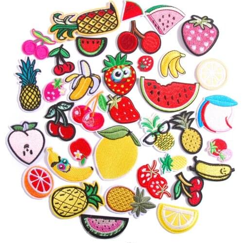37Pcs Fruit Set Embroidered Patch Handbags Shoes Bags Repair Hats Applique Patches DIY Iron On Patches For Woman