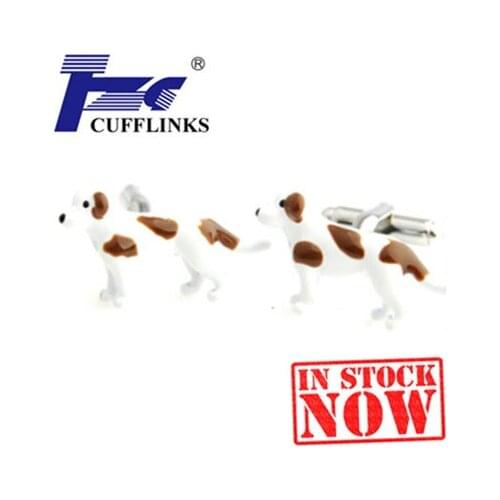 White Dog Cufflink Cuff Link 2 Pairs Free Shipping