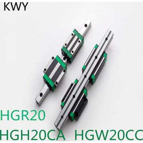1pc hgr20 hgh20 quadrado trilho de guia linear 100-1100mm + 1pcs slide bloco de transporte hgh20ca/flang hgw20cc cnc peças rotea