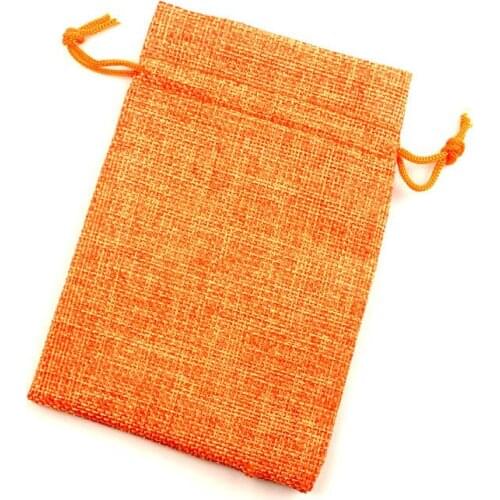 10Pcs Orange Cotton Linen Drawstring Package Bags Jewelry Candy Christmas Wedding Decoration Gifts Packaging Bags & Pouch