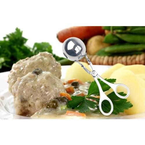 100pc stainless steel maker diy shrimp fried beef meatballs balls tools folder spoon kitchen DIY Fish Meat Ball Maker Mold Tools