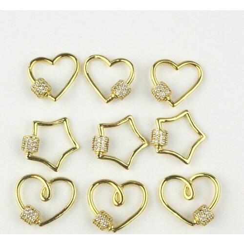 15mm 15pcs/lot High quality colorful cz clasp ,new design lovely shape cubic zircon charm, bracelet/necklace component wholesale