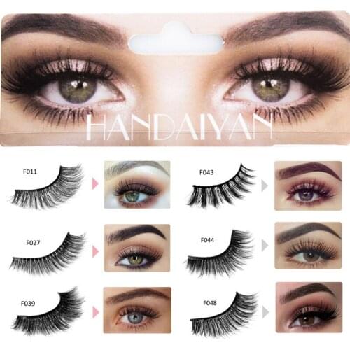HANDAIYAN 3D Mink False Eyelashes Natural Long & Dramatic Volume Fake Lashes Makeup Eyelash Extension Silk Eyelashes